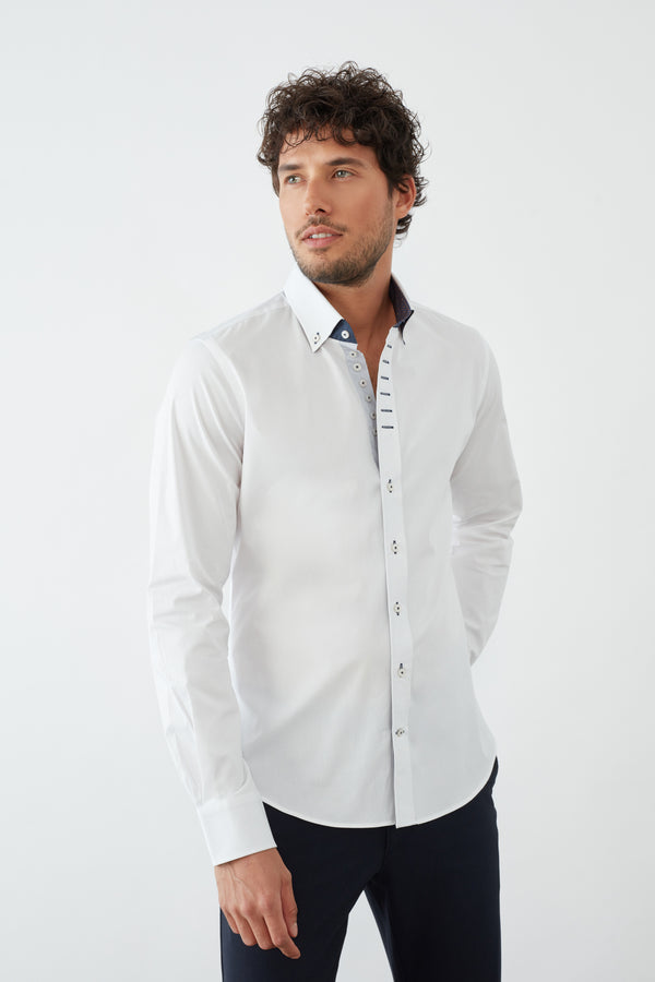 Camisa Hombre Donatello Iconic Popelin Stretch Blanco