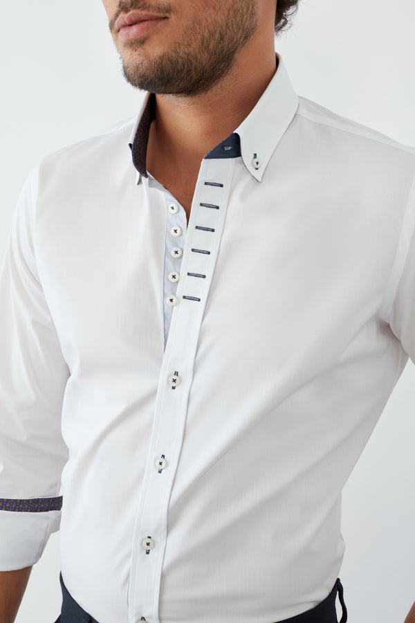 Chemise Homme Donatello Iconic Popelin Stretch Blanc