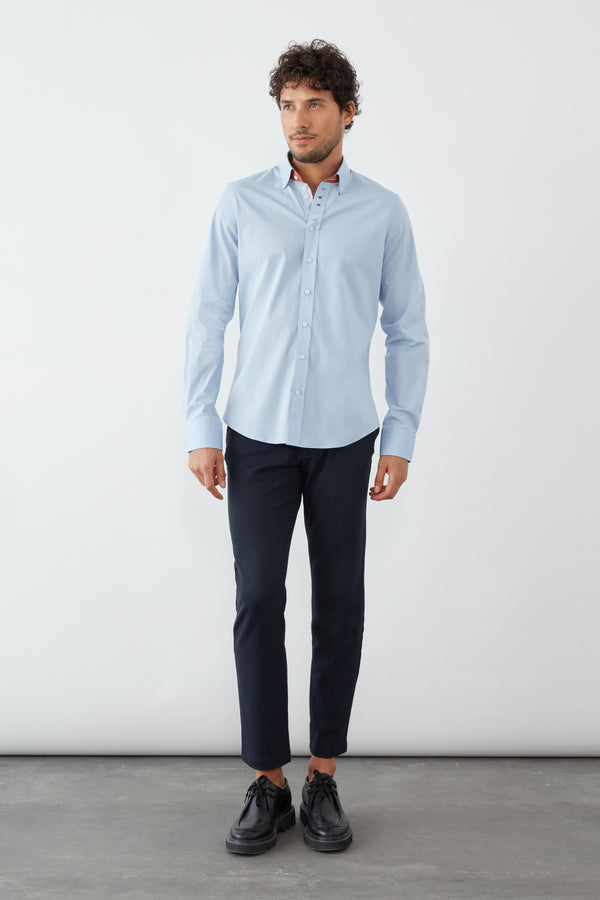 Camisa Hombre Donatello Iconic Popelin Stretch Azul Claro