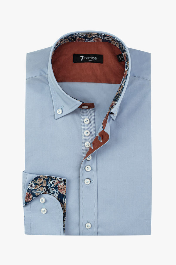Camisa Hombre Donatello Iconic Popelin Stretch Azul Claro