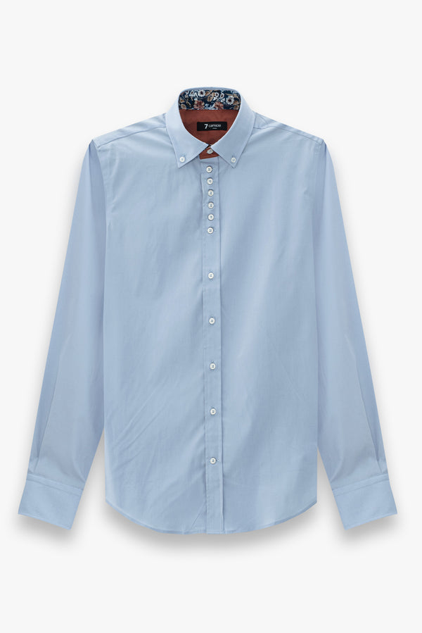 Camisa Hombre Donatello Iconic Popelin Stretch Azul Claro