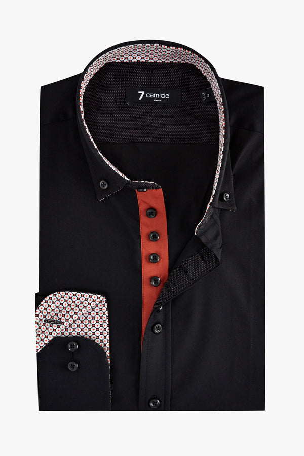 Camicia Uomo Donatello Iconic Popelin Stretch Nero