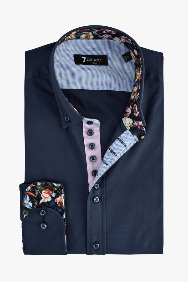 Camisa Hombre Donatello Iconic Popelin Stretch Azul