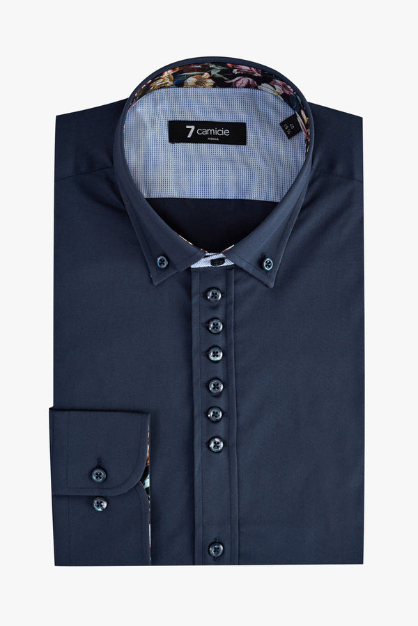 Camisa Hombre Donatello Iconic Popelin Stretch Azul