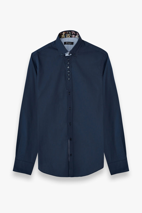 Donatello Iconic Poplin Stretch Man Shirt Blue