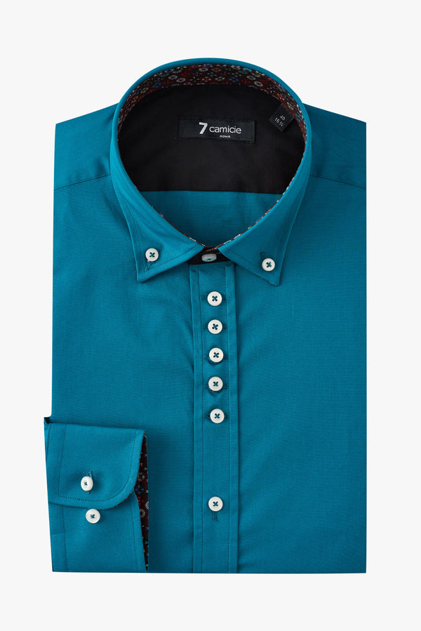 Camicia Uomo Donatello Iconic Popelin Stretch Verde