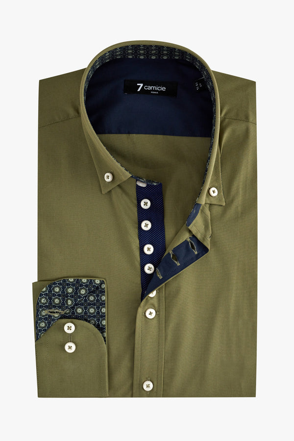 Camicia Uomo Donatello Iconic Popelin Stretch Verde