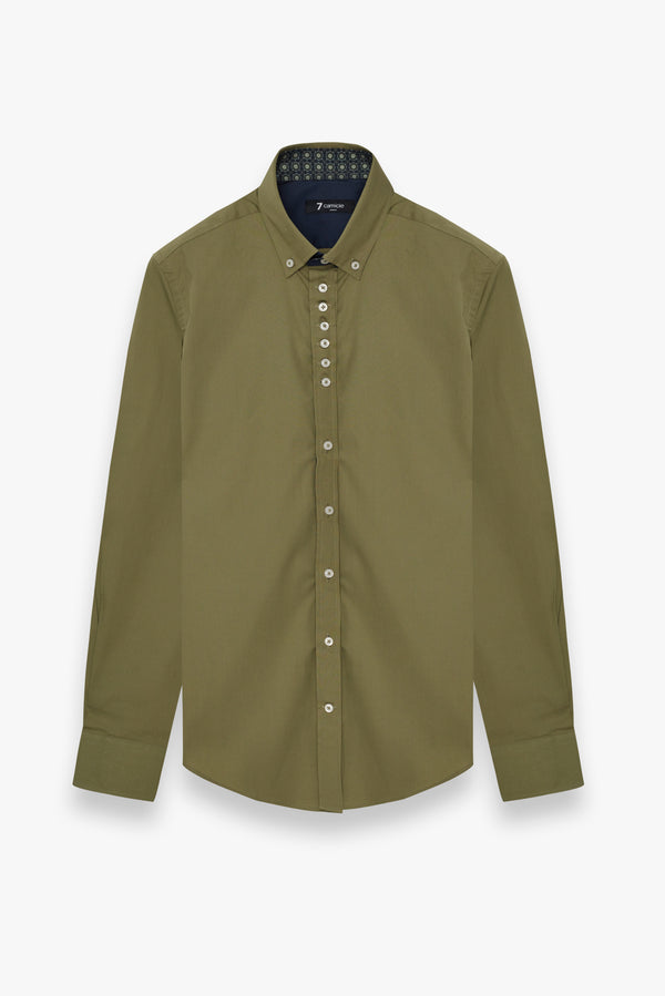 Donatello Iconic Poplin Stretch Man Shirt Green