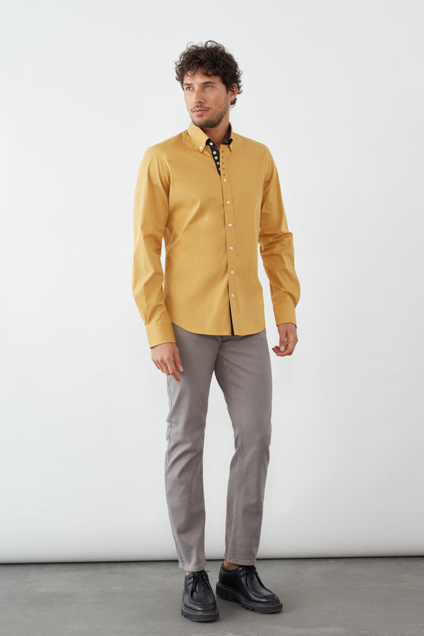 Camicia Uomo Donatello Iconic Popelin Stretch Giallo