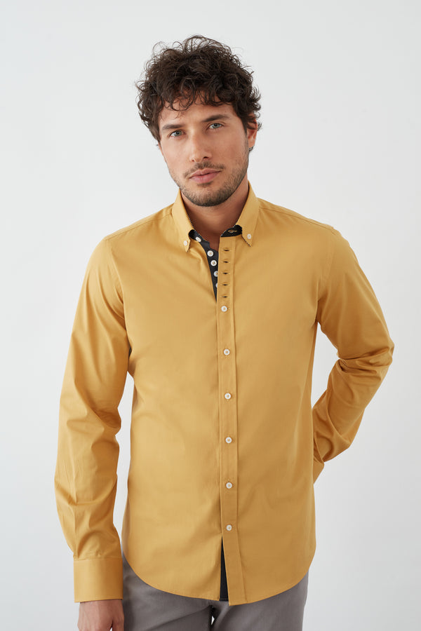 Camicia Uomo Donatello Iconic Popelin Stretch Giallo