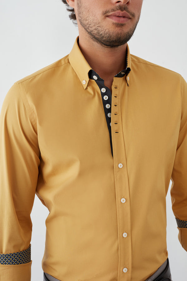 Camisa Hombre Donatello Iconic Popelin Stretch Amarillo