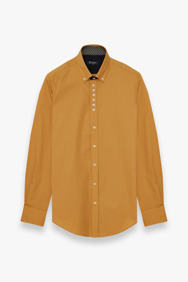 Donatello Iconic Poplin Stretch Man Shirt Yellow