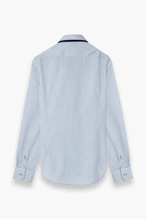 Camisa Hombre Marco Polo Iconic Satin Blanco Azul