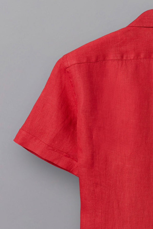 Leonardo Sport Linen Man Shirt Short Sleeve Red