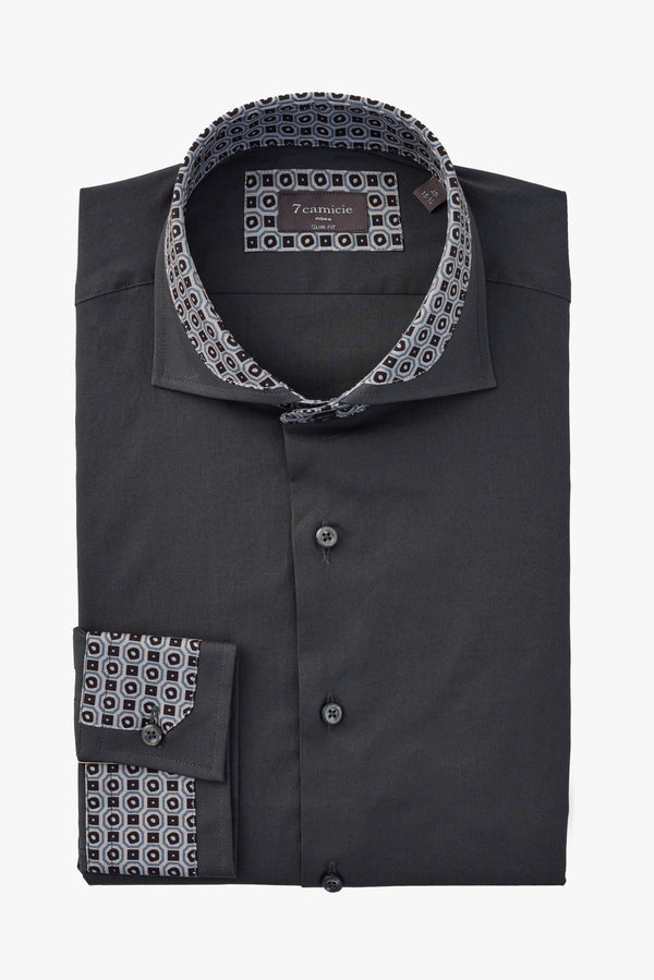 Camisa Hombre Francesco Iconic Popelin Stretch Gris