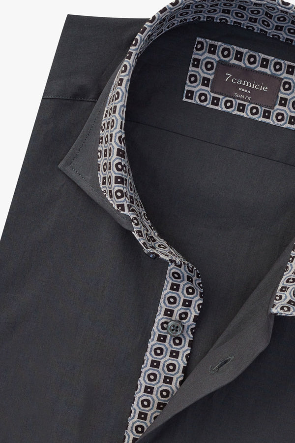 Camisa Hombre Francesco Iconic Popelin Stretch Gris