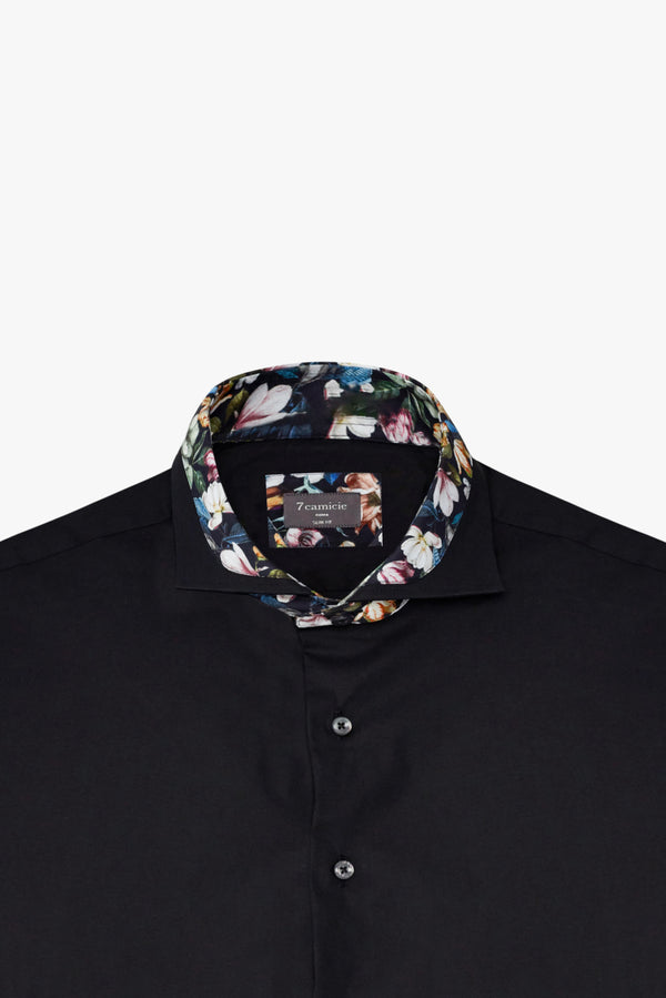 Camisa Hombre Francesco Iconic Popelin Stretch Negro