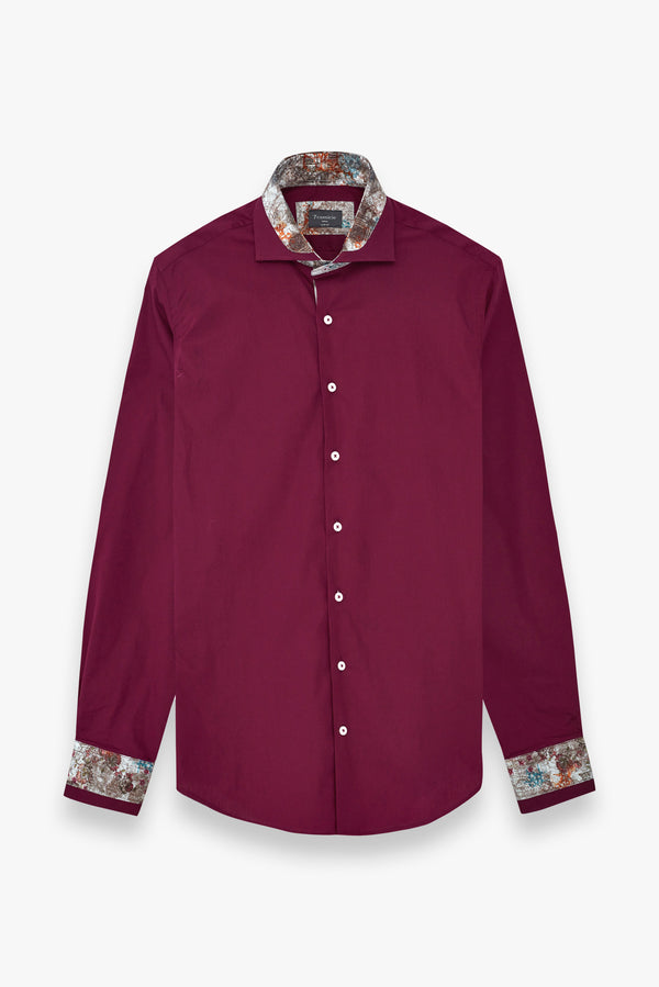 Francesco Iconic Poplin Stretch Man Shirt Red