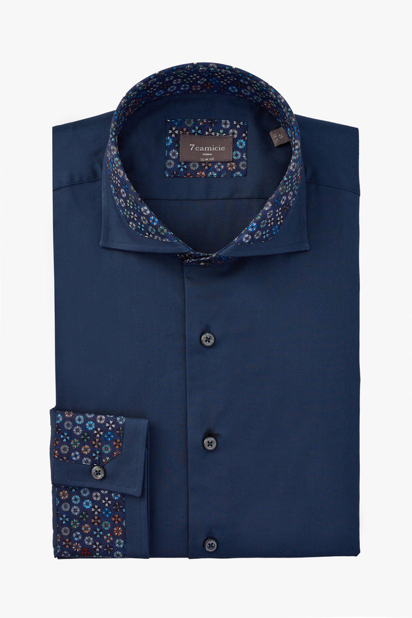 Francesco Iconic Herren Hemd Poplin Stretch Blau