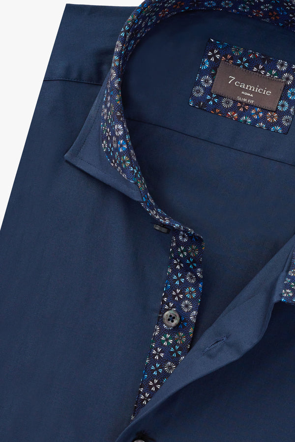 Francesco Iconic Herren Hemd Poplin Stretch Blau