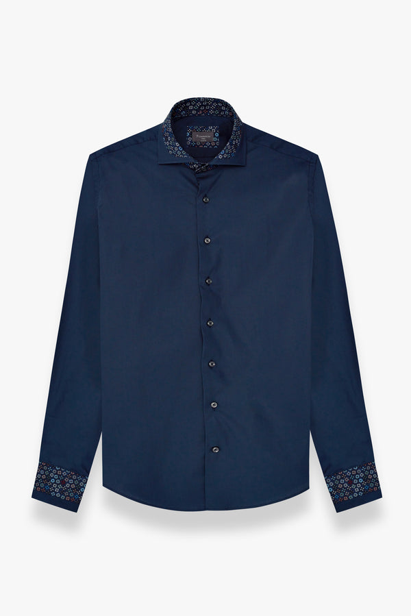 Francesco Iconic Herren Hemd Poplin Stretch Blau