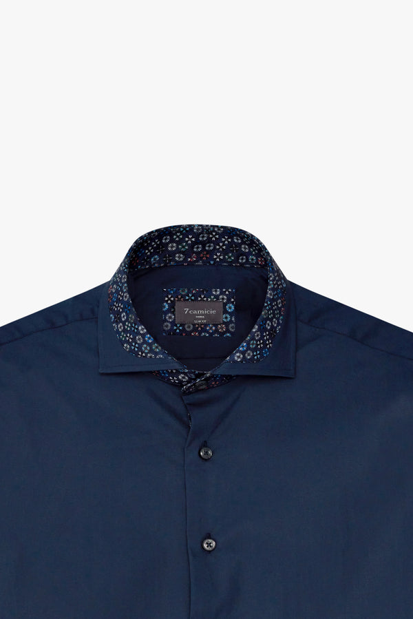 Francesco Iconic Herren Hemd Poplin Stretch Blau
