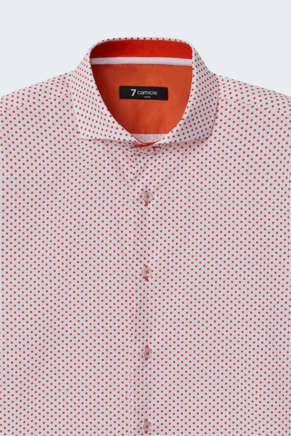 Camisa Hombre Firenze Sport Popelin Blanco Naranja