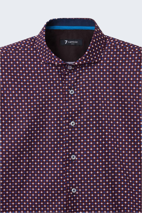 Camicia Uomo Firenze Sport Popelin Rosso Bianco
