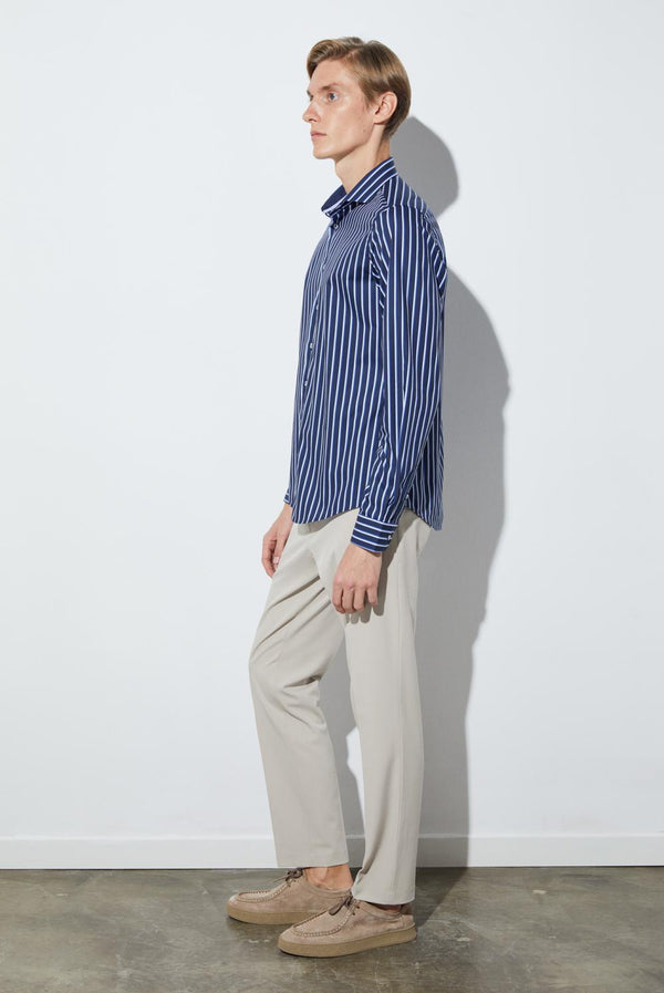 Camicia Uomo Firenze Sport Popelin Blu Bianco