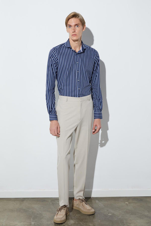 Camicia Uomo Firenze Sport Popelin Blu Bianco