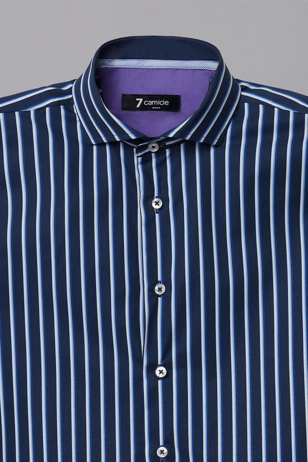 Camisa Hombre Firenze Sport Popelin Azul Blanco