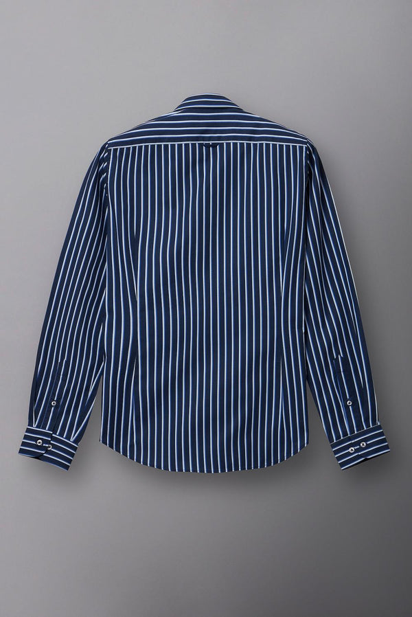 Camicia Uomo Firenze Sport Popelin Blu Bianco