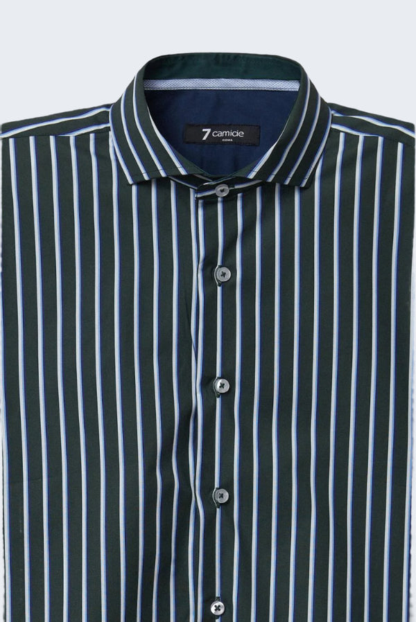 Camicia Uomo Firenze Sport Popelin Verde Bianco