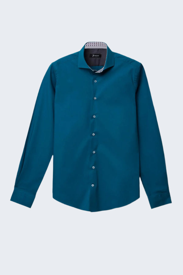 Chemise Homme Firenze Sport Popelin Stretch Vert