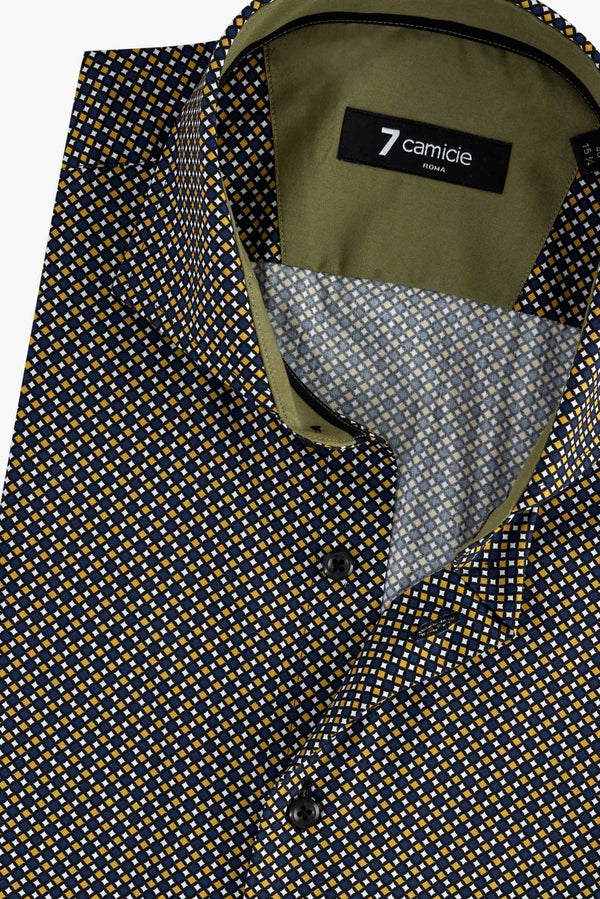 Chemise Homme Firenze Sport Popelin Noir Jaune