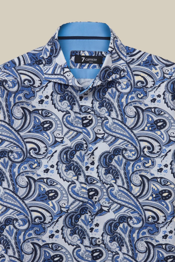 Vittorio Sport Herren Hemd Popelin Weiss Blau