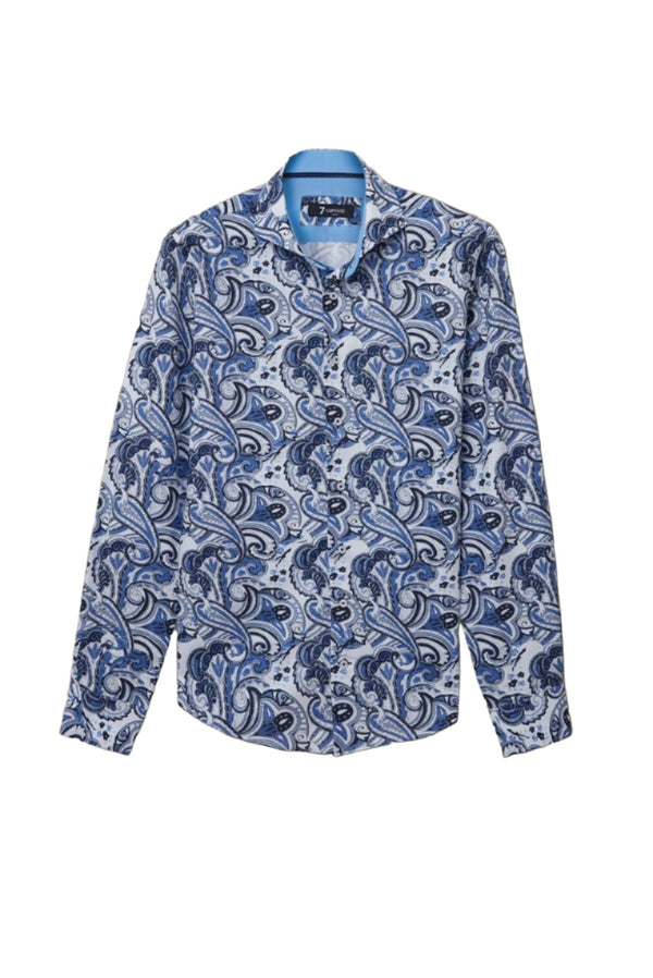 Vittorio Sport Herren Hemd Popelin Weiss Blau