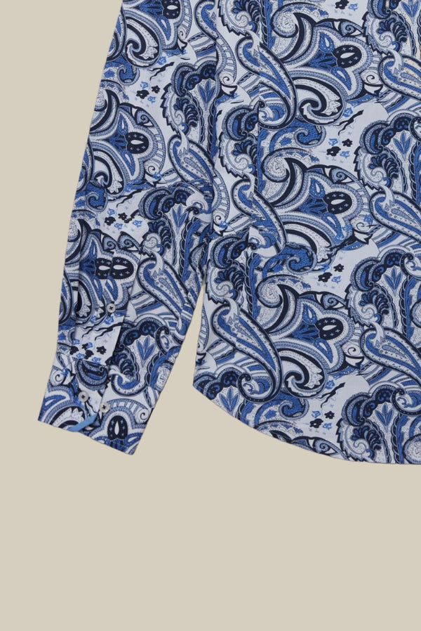 Vittorio Sport Herren Hemd Popelin Weiss Blau