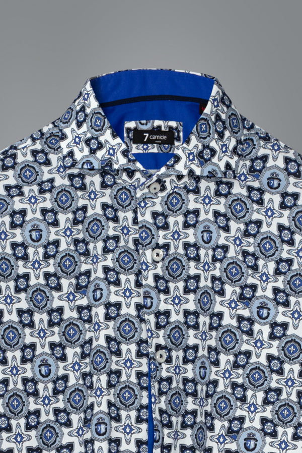 Camicia Uomo Vittorio Sport Popelin Bianco Celeste