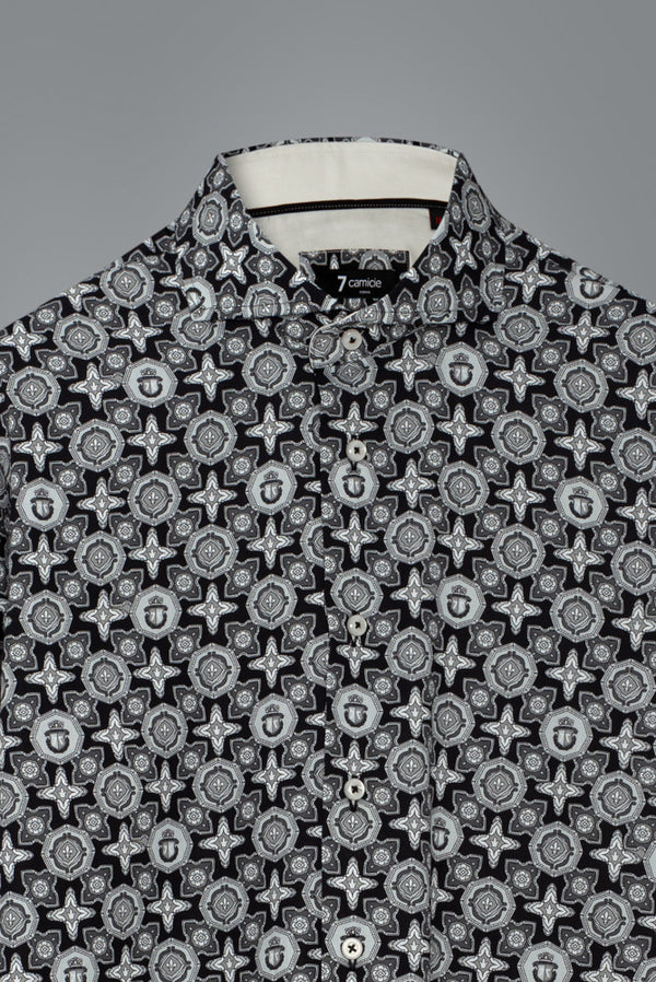 Vittorio Sport Poplin Man Shirt Black Grey