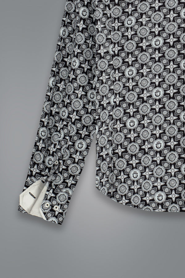 Vittorio Sport Poplin Man Shirt Black Grey
