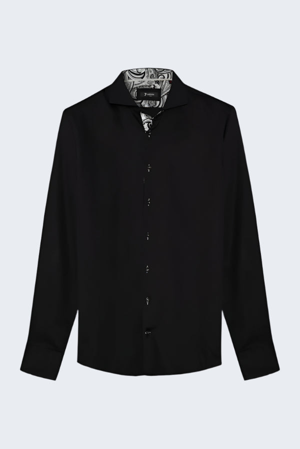 Camicia Uomo Vittorio Sport Satin Nero