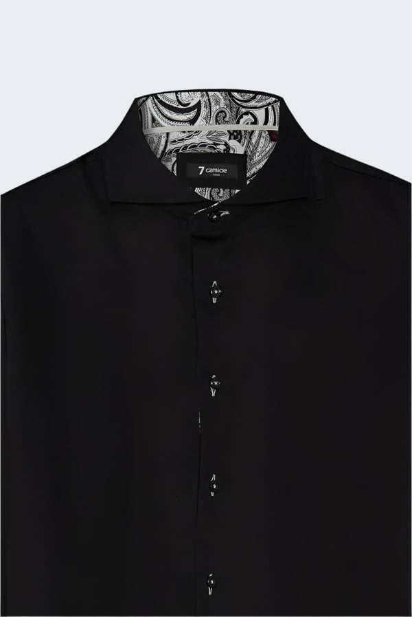 Camicia Uomo Vittorio Sport Satin Nero