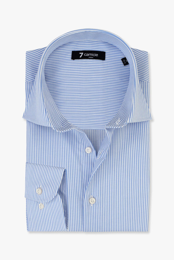 Camisa Hombre Marcello Essential Twill Blanco Azul Claro Sin plancha