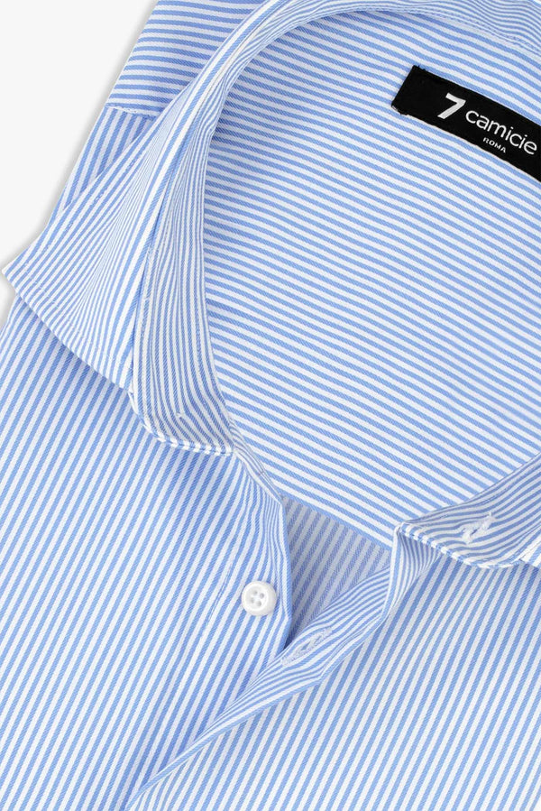 Camisa Hombre Marcello Essential Twill Blanco Azul Claro Sin plancha