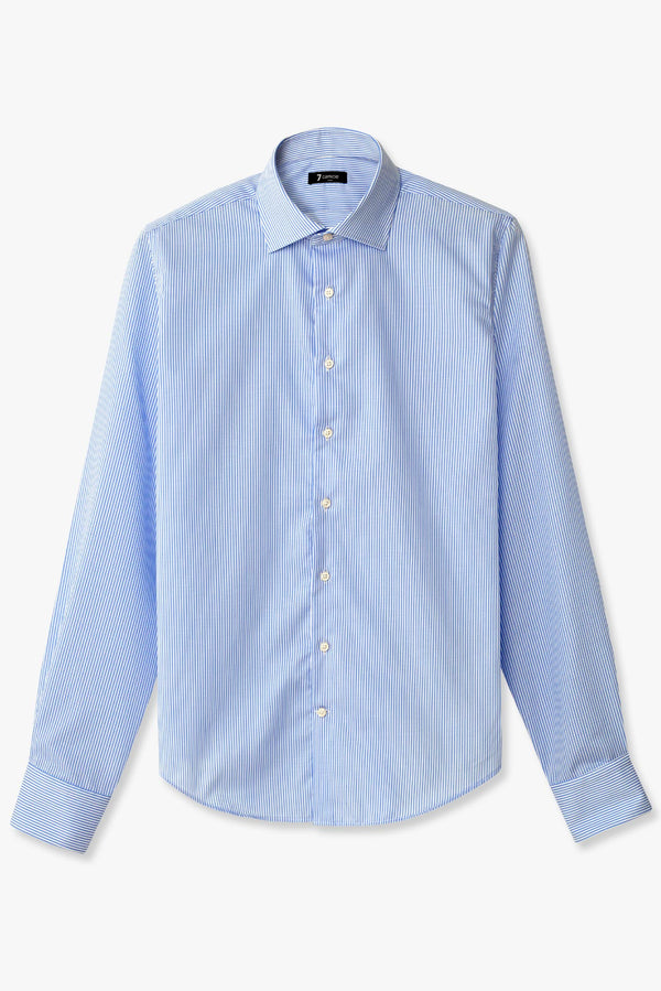 Camicia Uomo Marcello Essential Twill Bianco Celeste No Stiro