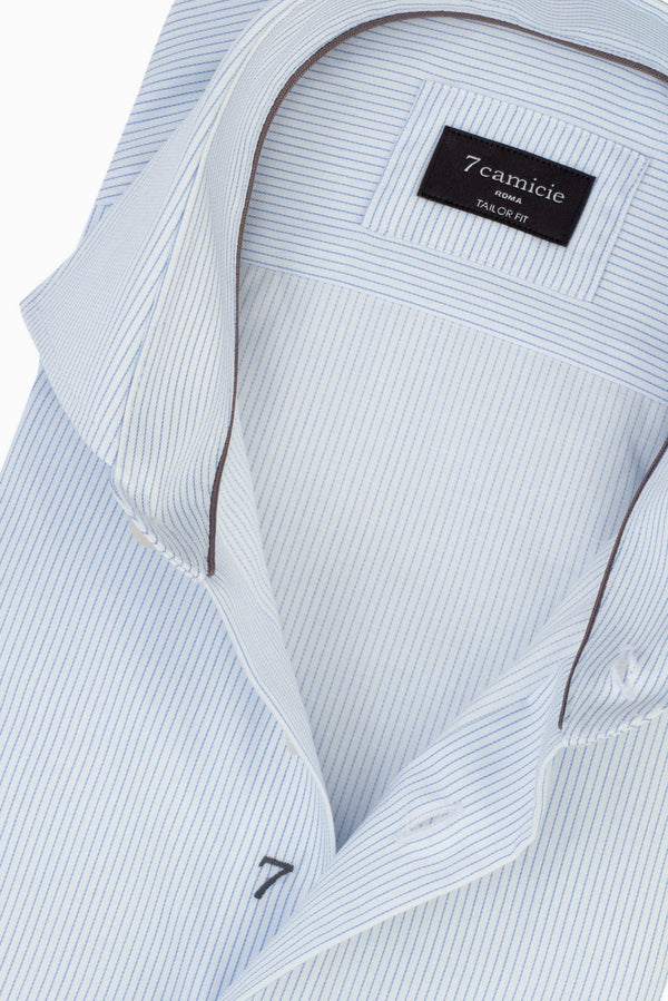 Camisa Hombre Marcello Essential Twill Blanco Azul Claro Sin plancha