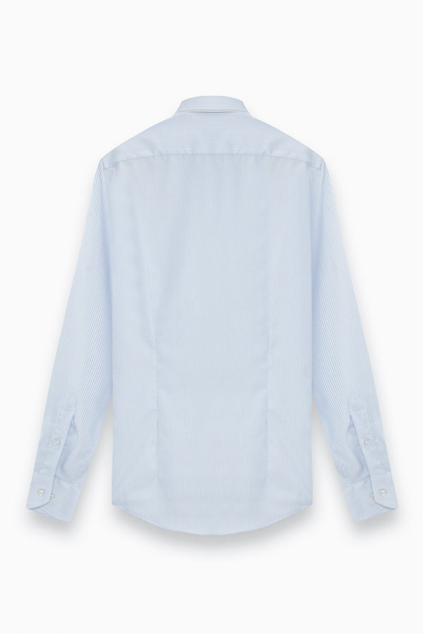 Camisa Hombre Marcello Essential Twill Blanco Azul Claro Sin plancha