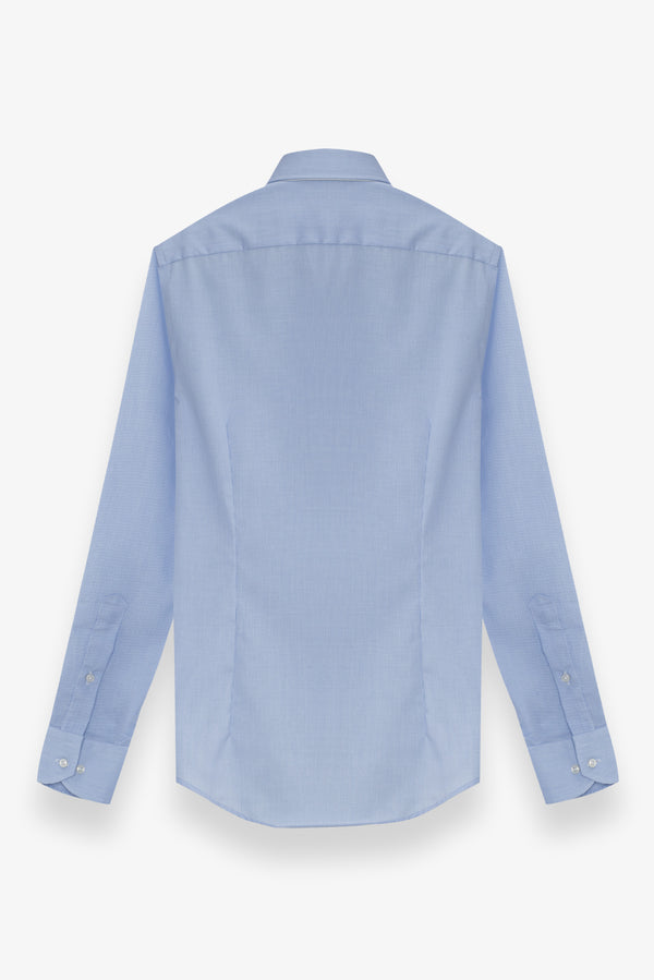 Camicia Uomo Marcello Essential Twill Celeste Bianco No Stiro