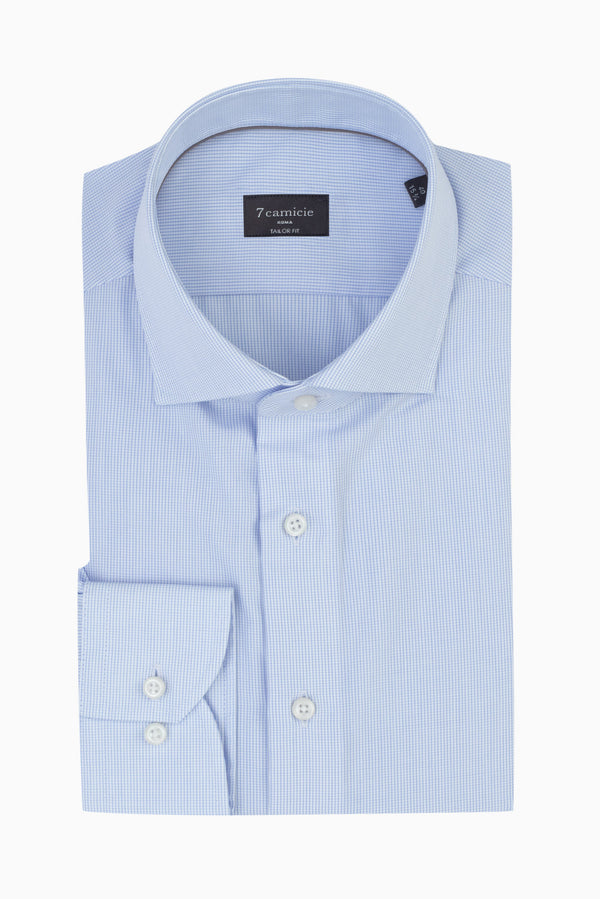 Flavio Essential Poplin Man Shirt White Light Blue Non Iron